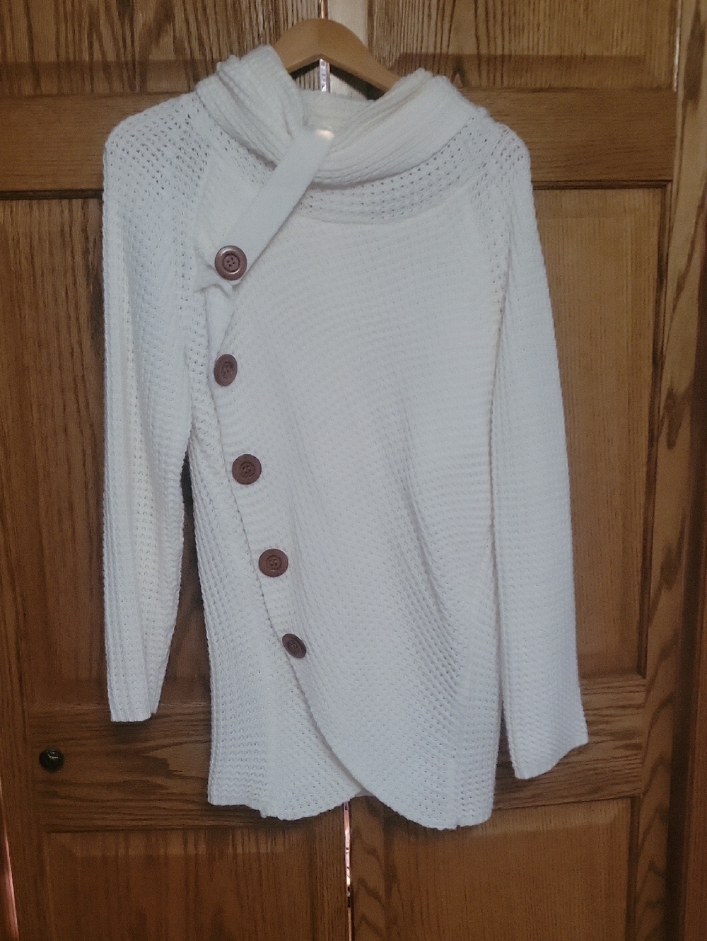 Cozy White Button-Front Knit Sweater